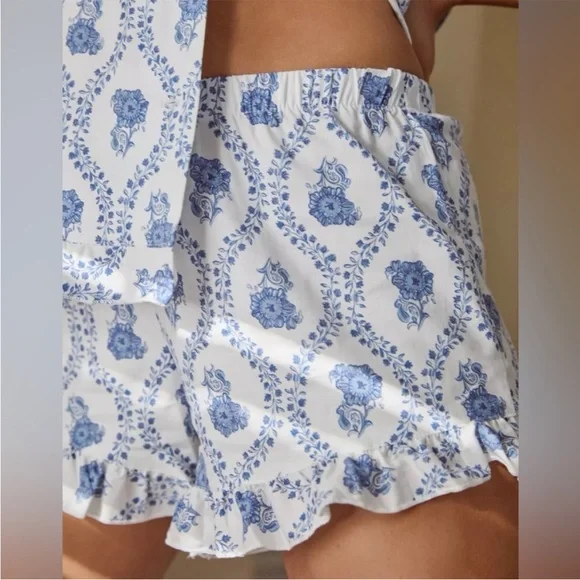 BHLDN Daylen Amadi Blue and White Printed Pajamas Large NWT - Picture 5 of 9